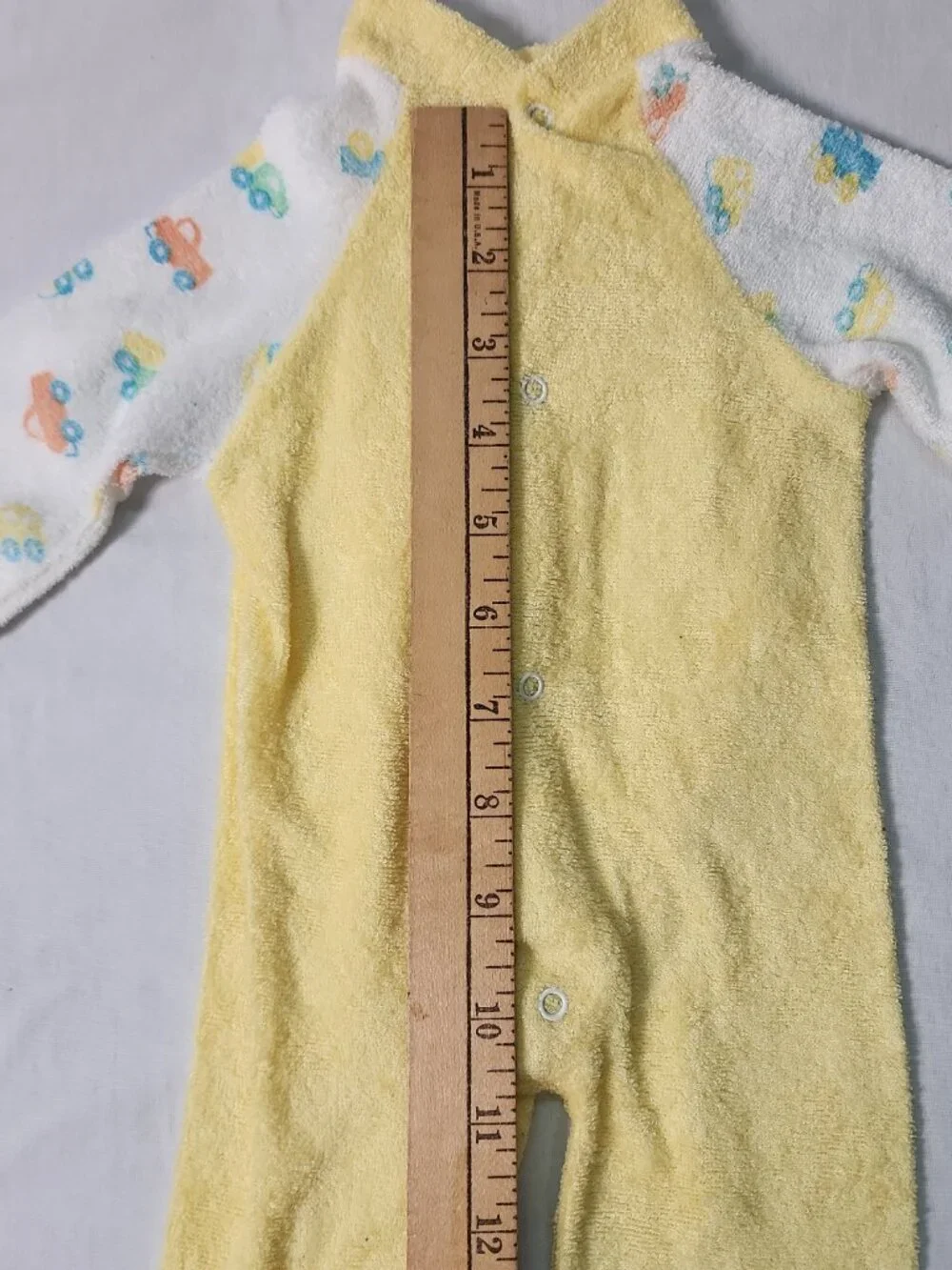 Kent Baby Yellow Footed Sleeper Terry Cloth Medium Cars Trucks VTG